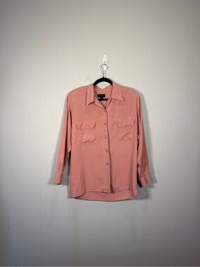 Silk House 100% Silk Dusty Rose Button Front Shirt Blouse M